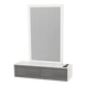 Glo Wall Mount Styling Station with Nestled Appliance Holder, Solid Surface Countertop, and Silver Rectangle Glo Mirror - Kaemark