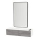 Glo Wall Mount Styling Station with Nestled Appliance Holder, Solid Surface Countertop, and Black Rectangle Westin Mirror - Kaemark