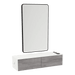 Glo Wall Mount Styling Station with Nestled Appliance Holder, Solid Surface Countertop, and Black Rectangle Westin Mirror - Kaemark