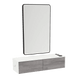Glo Wall Mount Styling Station with Nestled Appliance Holder, Solid Surface Countertop, and Black Rectangle Westin Mirror - Kaemark