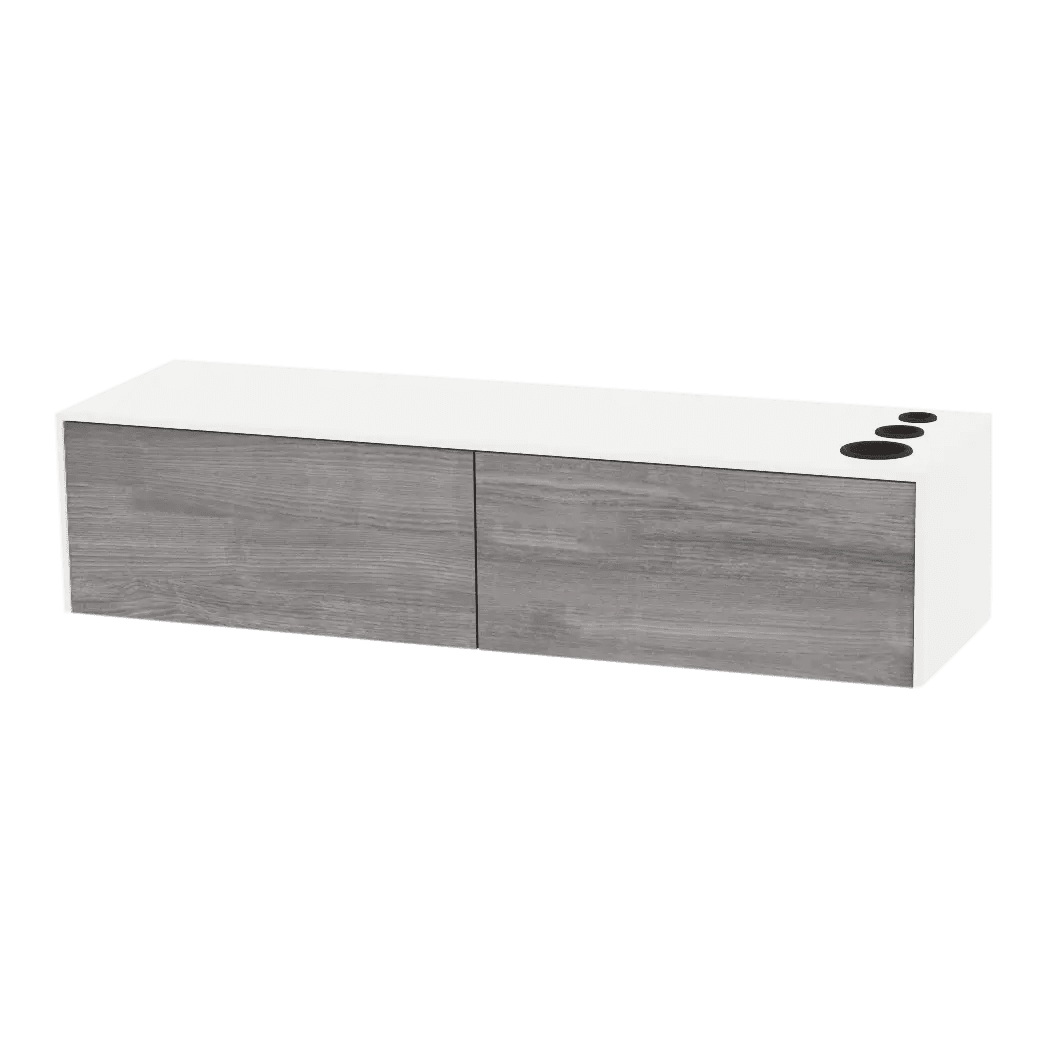 Glo Wall Mount Styling Station with Nestled Appliance Holder and Solid Surface Countertop (Cabinet Only) - Kaemark