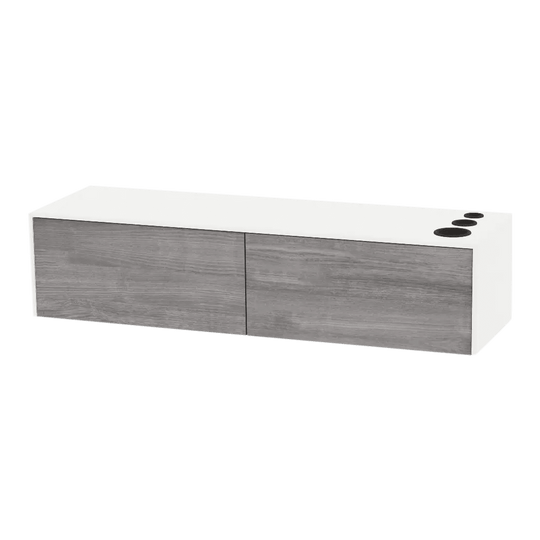 Glo Wall Mount Styling Station with Nestled Appliance Holder and Solid Surface Countertop (Cabinet Only) - Kaemark