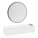 Glo Wall Mount Styling Station with Nestled Appliance Holder and Black Round Westin Mirror - Kaemark
