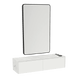 Glo Wall Mount Styling Station with Nestled Appliance Holder, Solid Surface Countertop, and Black Rectangle Westin Mirror - Kaemark