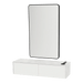 Glo Wall Mount Styling Station with Nestled Appliance Holder, Solid Surface Countertop, and Black Rectangle Westin Mirror - Kaemark