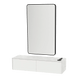 Glo Wall Mount Styling Station with Nestled Appliance Holder, Solid Surface Countertop, and Black Rectangle Westin Mirror - Kaemark