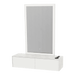 Glo Wall Mount Styling Station with Nestled Appliance Holder, Solid Surface Countertop, and Silver Rectangle Glo Mirror - Kaemark