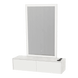 Glo Wall Mount Styling Station with Nestled Appliance Holder, Solid Surface Countertop, and Silver Rectangle Glo Mirror - Kaemark