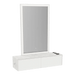 Glo Wall Mount Styling Station with Nestled Appliance Holder, Solid Surface Countertop, and Silver Rectangle Glo Mirror - Kaemark