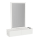 Glo Wall Mount Styling Station with Nestled Appliance Holder, Solid Surface Countertop, and Silver Rectangle Glo Mirror - Kaemark