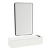 Glo Wall Mount Styling Station with Nestled Appliance Holder, Solid Surface Countertop, and Black Rectangle Westin Mirror - Kaemark