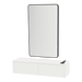 Glo Wall Mount Styling Station with Nestled Appliance Holder, Solid Surface Countertop, and Black Rectangle Westin Mirror - Kaemark