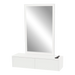 Glo Wall Mount Styling Station with Nestled Appliance Holder, Solid Surface Countertop, and Silver Rectangle Glo Mirror - Kaemark