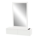 Glo Wall Mount Styling Station with Nestled Appliance Holder, Solid Surface Countertop, and Silver Rectangle Glo Mirror - Kaemark