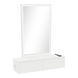 Glo Wall Mount Styling Station with Nestled Appliance Holder, Solid Surface Countertop, and Silver Rectangle Glo Mirror - Kaemark