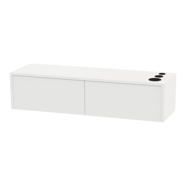 Glo Wall Mount Styling Station with Nestled Appliance Holder and Solid Surface Countertop (Cabinet Only) - Kaemark
