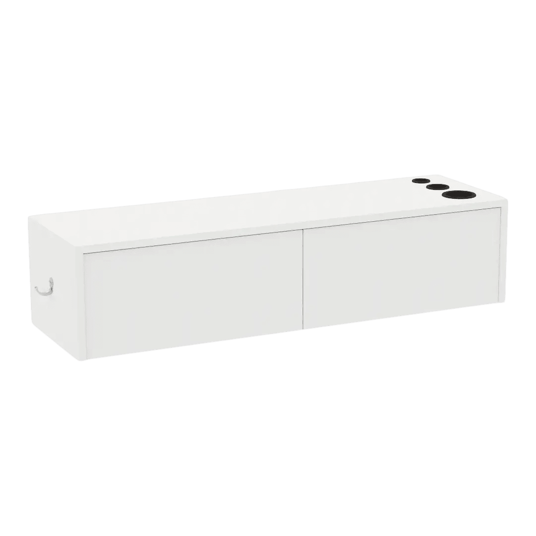 Glo Wall Mount Styling Station with Nestled Appliance Holder and Solid Surface Countertop (Cabinet Only) - Kaemark