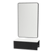 Glo Wall Mount Styling Station with Concealed Appliance Holder, Solid Surface Countertop, and Black Rectangle Westin Mirror - Kaemark