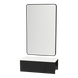 Glo Wall Mount Styling Station with Concealed Appliance Holder, Solid Surface Countertop, and Black Rectangle Westin Mirror - Kaemark