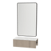 Glo Wall Mount Styling Station with Concealed Appliance Holder, Solid Surface Countertop, and Black Rectangle Westin Mirror - Kaemark