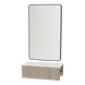 Glo Wall Mount Styling Station with Concealed Appliance Holder, Solid Surface Countertop, and Black Rectangle Westin Mirror - Kaemark