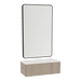 Glo Wall Mount Styling Station with Concealed Appliance Holder, Solid Surface Countertop, and Black Rectangle Westin Mirror - Kaemark