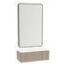 Glo Wall Mount Styling Station with Concealed Appliance Holder, Solid Surface Countertop, and Black Rectangle Westin Mirror - Kaemark