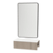 Glo Wall Mount Styling Station with Concealed Appliance Holder, Solid Surface Countertop, and Black Rectangle Westin Mirror - Kaemark