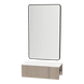 Glo Wall Mount Styling Station with Concealed Appliance Holder, Solid Surface Countertop, and Black Rectangle Westin Mirror - Kaemark