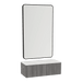 Glo Wall Mount Styling Station with Concealed Appliance Holder, Solid Surface Countertop, and Black Rectangle Westin Mirror - Kaemark