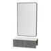 Glo Wall Mount Styling Station with Concealed Appliance Holder, Solid Surface Countertop, and Black Rectangle Westin Mirror - Kaemark