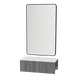 Glo Wall Mount Styling Station with Concealed Appliance Holder, Solid Surface Countertop, and Black Rectangle Westin Mirror - Kaemark