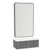 Glo Wall Mount Styling Station with Concealed Appliance Holder, Solid Surface Countertop, and Black Rectangle Westin Mirror - Kaemark
