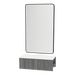 Glo Wall Mount Styling Station with Concealed Appliance Holder, Solid Surface Countertop, and Black Rectangle Westin Mirror - Kaemark