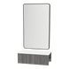 Glo Wall Mount Styling Station with Concealed Appliance Holder, Solid Surface Countertop, and Black Rectangle Westin Mirror - Kaemark