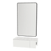 Glo Wall Mount Styling Station with Concealed Appliance Holder, Solid Surface Countertop, and Black Rectangle Westin Mirror - Kaemark