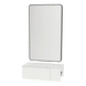 Glo Wall Mount Styling Station with Concealed Appliance Holder, Solid Surface Countertop, and Black Rectangle Westin Mirror - Kaemark