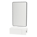 Glo Wall Mount Styling Station with Concealed Appliance Holder, Solid Surface Countertop, and Black Rectangle Westin Mirror - Kaemark