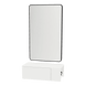 Glo Wall Mount Styling Station with Concealed Appliance Holder, Solid Surface Countertop, and Black Rectangle Westin Mirror - Kaemark