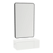 Glo Wall Mount Styling Station with Concealed Appliance Holder, Solid Surface Countertop, and Black Rectangle Westin Mirror - Kaemark