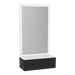 Glo Wall Mount Styling Station with Concealed Appliance Holder, Solid Surface Countertop, and Silver Rectangle Glo Mirror - Kaemark