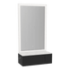 Glo Wall Mount Styling Station with Concealed Appliance Holder, Solid Surface Countertop, and Silver Rectangle Glo Mirror - Kaemark