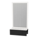 Glo Wall Mount Styling Station with Concealed Appliance Holder, Solid Surface Countertop, and Silver Rectangle Glo Mirror - Kaemark