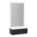 Glo Wall Mount Styling Station with Concealed Appliance Holder, Solid Surface Countertop, and Silver Rectangle Glo Mirror - Kaemark