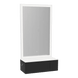 Glo Wall Mount Styling Station with Concealed Appliance Holder, Solid Surface Countertop, and Silver Rectangle Glo Mirror - Kaemark
