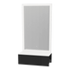 Glo Wall Mount Styling Station with Concealed Appliance Holder, Solid Surface Countertop, and Silver Rectangle Glo Mirror - Kaemark