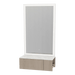 Glo Wall Mount Styling Station with Concealed Appliance Holder, Solid Surface Countertop, and Silver Rectangle Glo Mirror - Kaemark