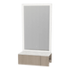 Glo Wall Mount Styling Station with Concealed Appliance Holder, Solid Surface Countertop, and Silver Rectangle Glo Mirror - Kaemark