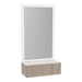 Glo Wall Mount Styling Station with Concealed Appliance Holder, Solid Surface Countertop, and Silver Rectangle Glo Mirror - Kaemark