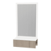 Glo Wall Mount Styling Station with Concealed Appliance Holder, Solid Surface Countertop, and Silver Rectangle Glo Mirror - Kaemark